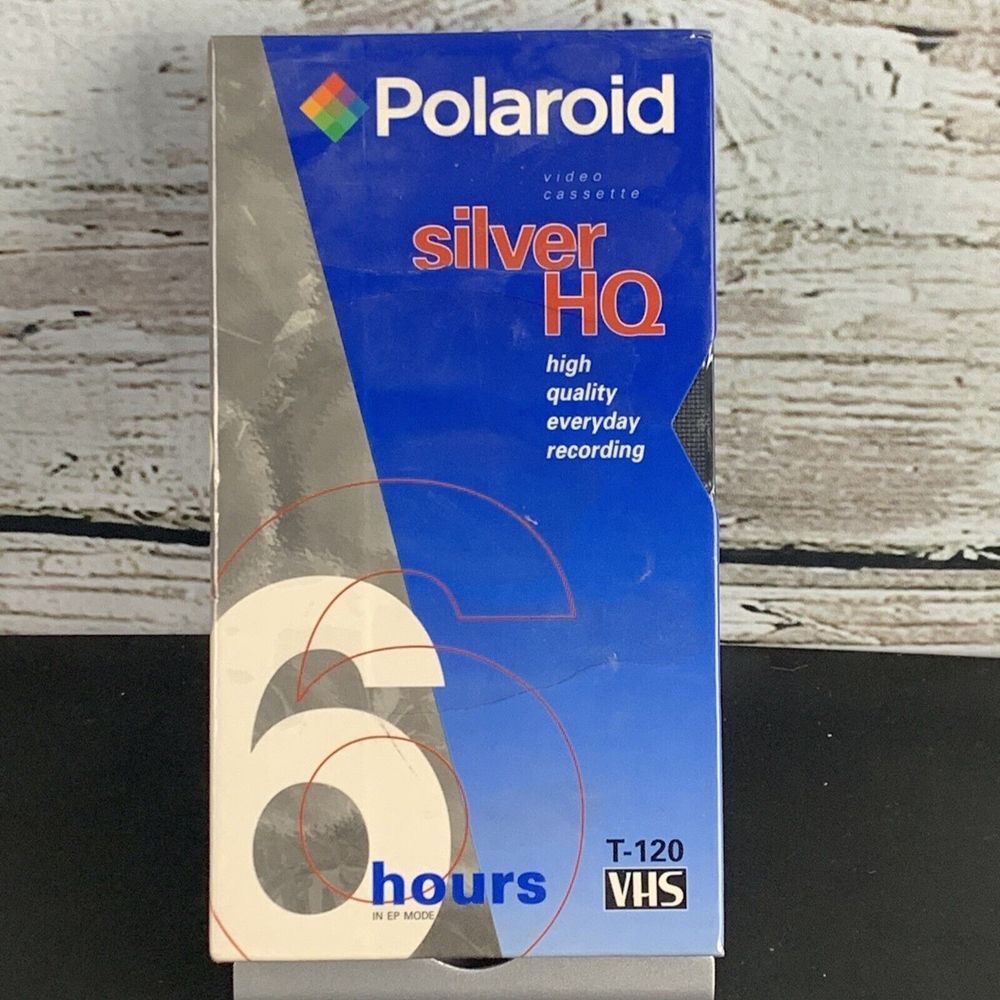 Polaroid Silver HQ VHS [T-120] 6 Hours Video Cassette 🆕 [New‎ and Sealed]